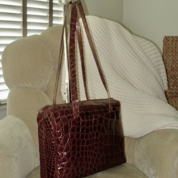 VTG Auth. TITTI DELL' ACQUA by MAXIMA Genuine Alligator Satchel Bag - Picture 2 of 8